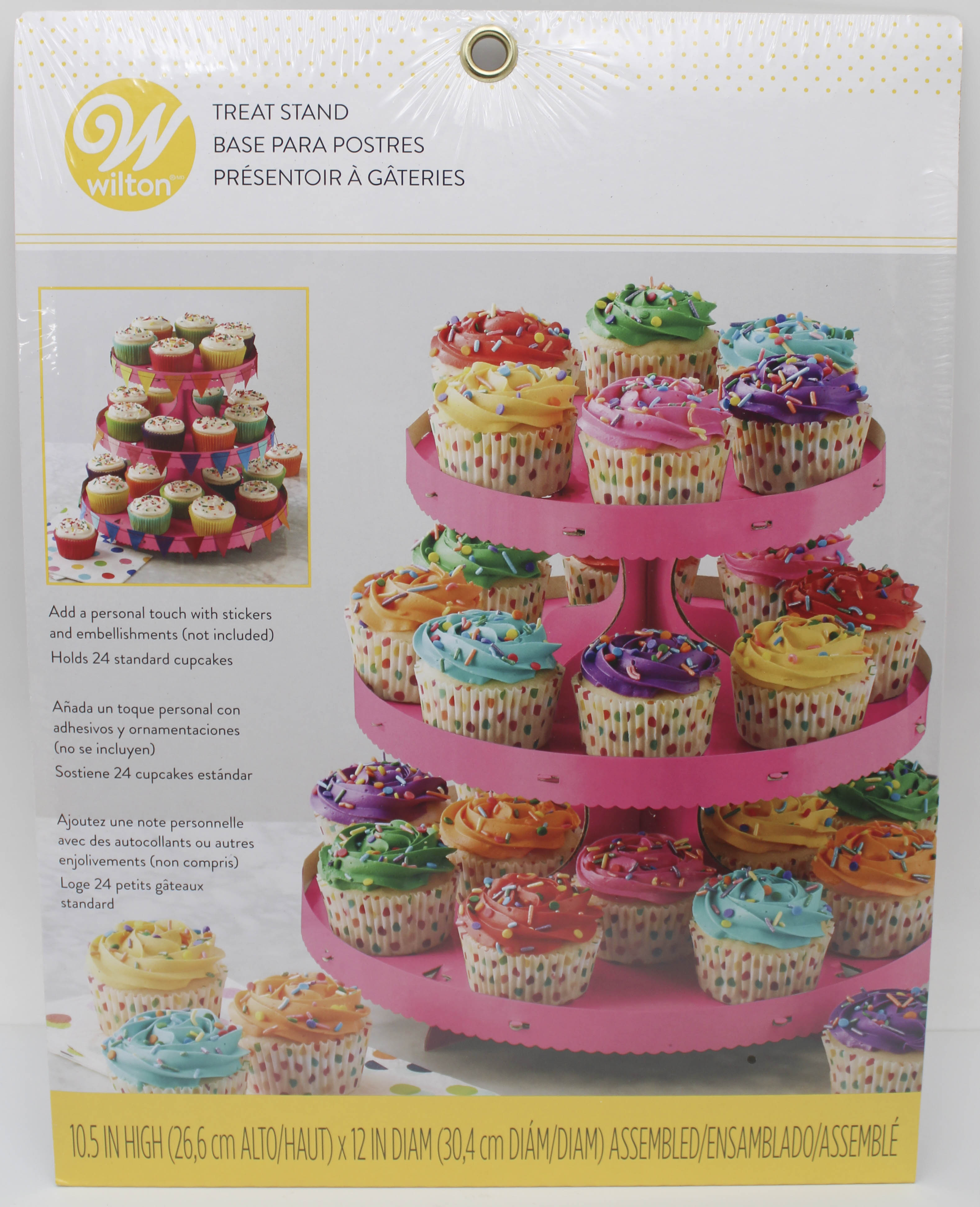 10.5 INCH WILTON 3 TIER TREAT STAND - PINK