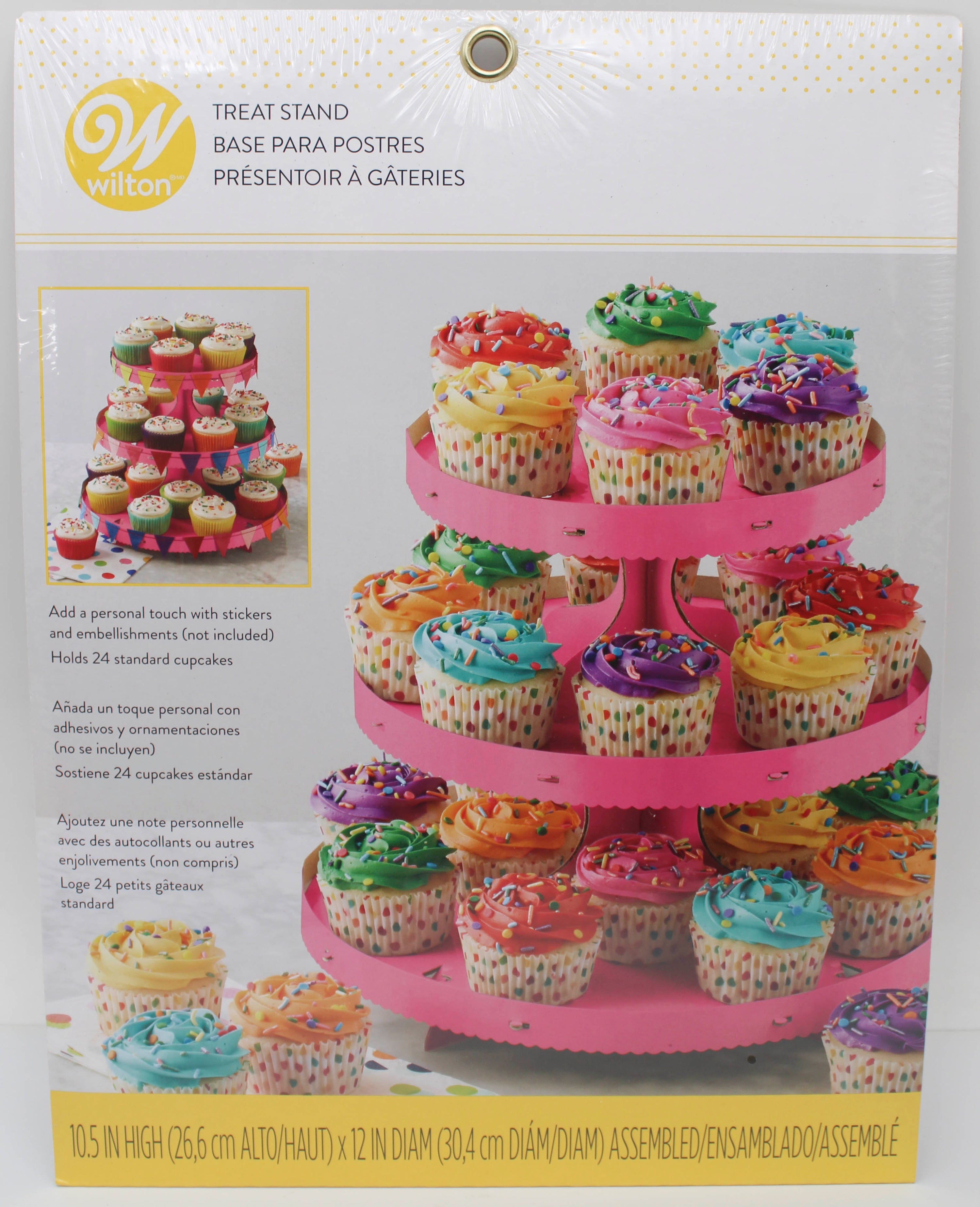 10.5 INCH WILTON 3 TIER TREAT STAND - PINK