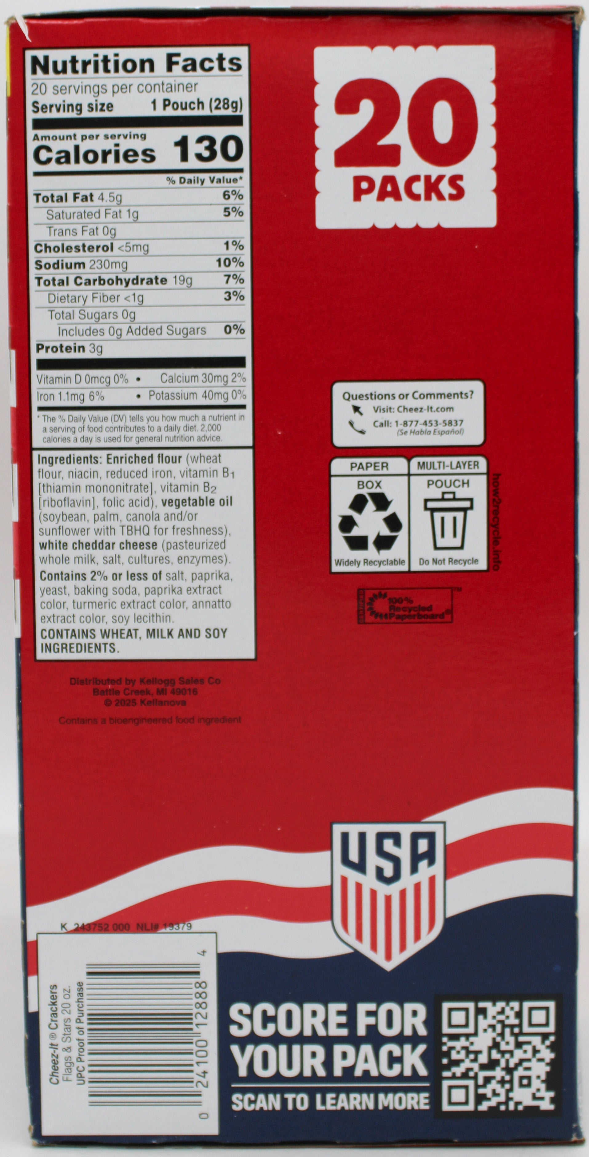 CHEEZ-IT ORIGINAL 20ct FLAGS & STARS CADDY 20 Oz BB 01/27/27 NI