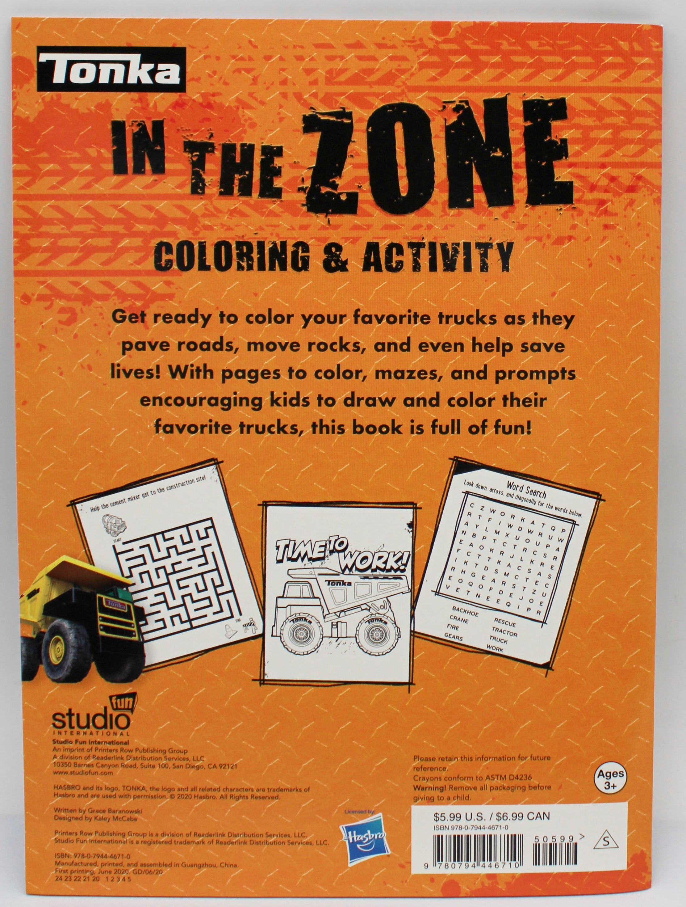 TONKA Coloring Book with Crayons 48 Pages Wholesale