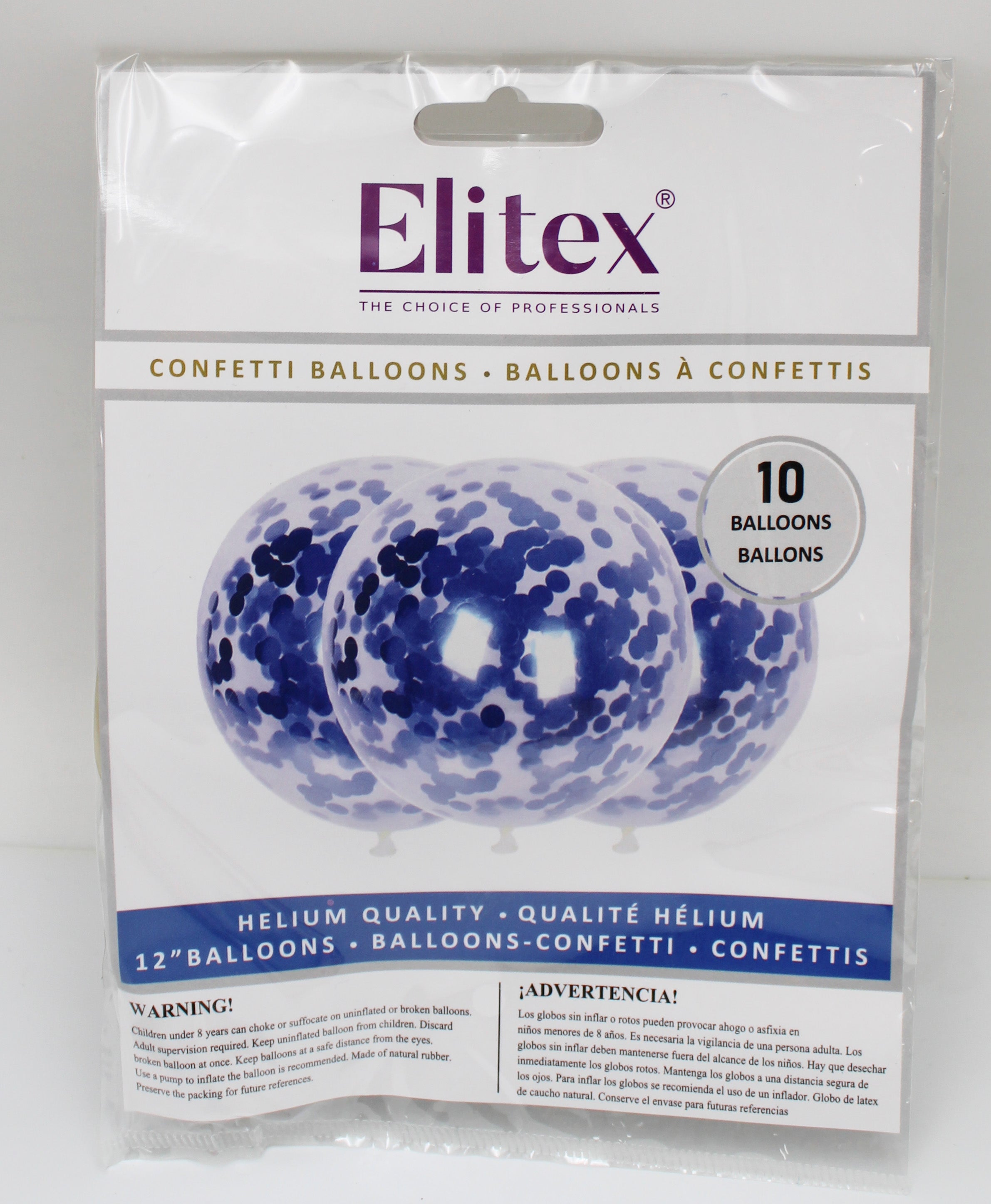 ELITEX 12" LIGHT BLUE CONFETTI BALLOON, 10 PACK