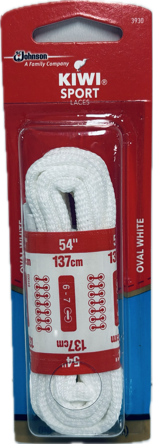 KIWI SPORT LACES 54"/1PR OVAL WHITE