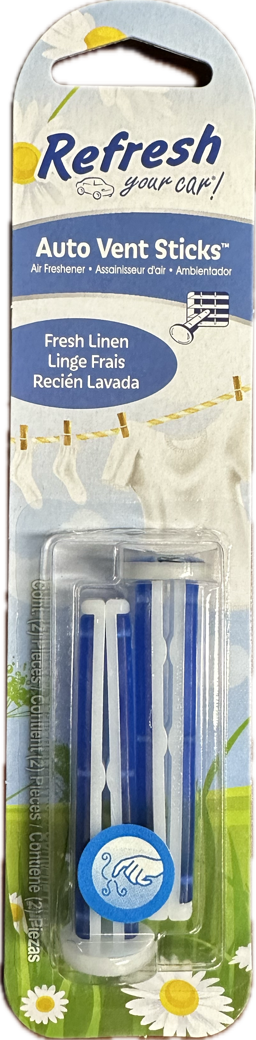 REFRESH YOUR CAR AIR FRESHENER VENT STICK 2CT FRESH LINEN NI
