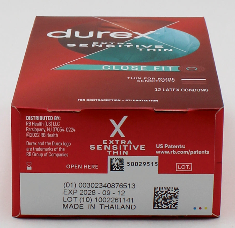 DUREX 12 PACK CONDOMS EXTRA SENSITIVE CLOSE FIT EXP 9/2028