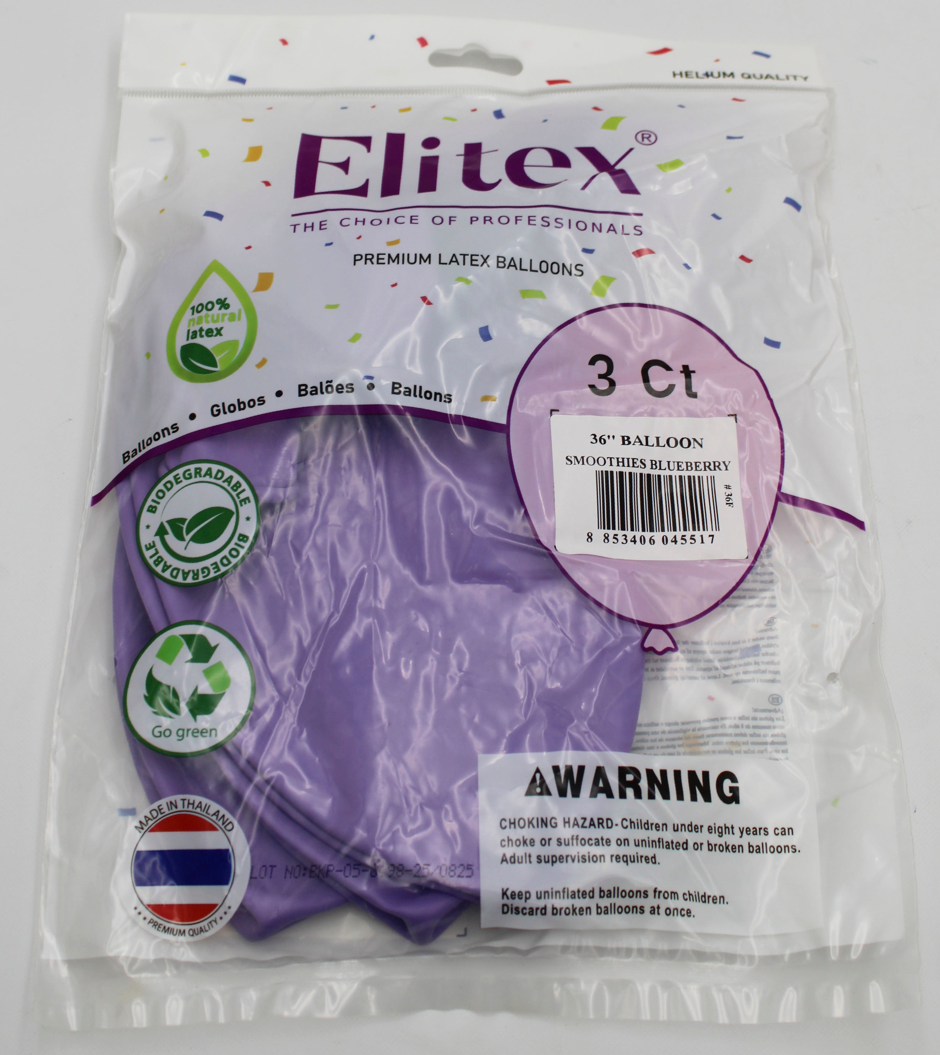 ELITEX 36" SMOOTHIE BLUEBERRY ROUND BALLOON, 3 PACK