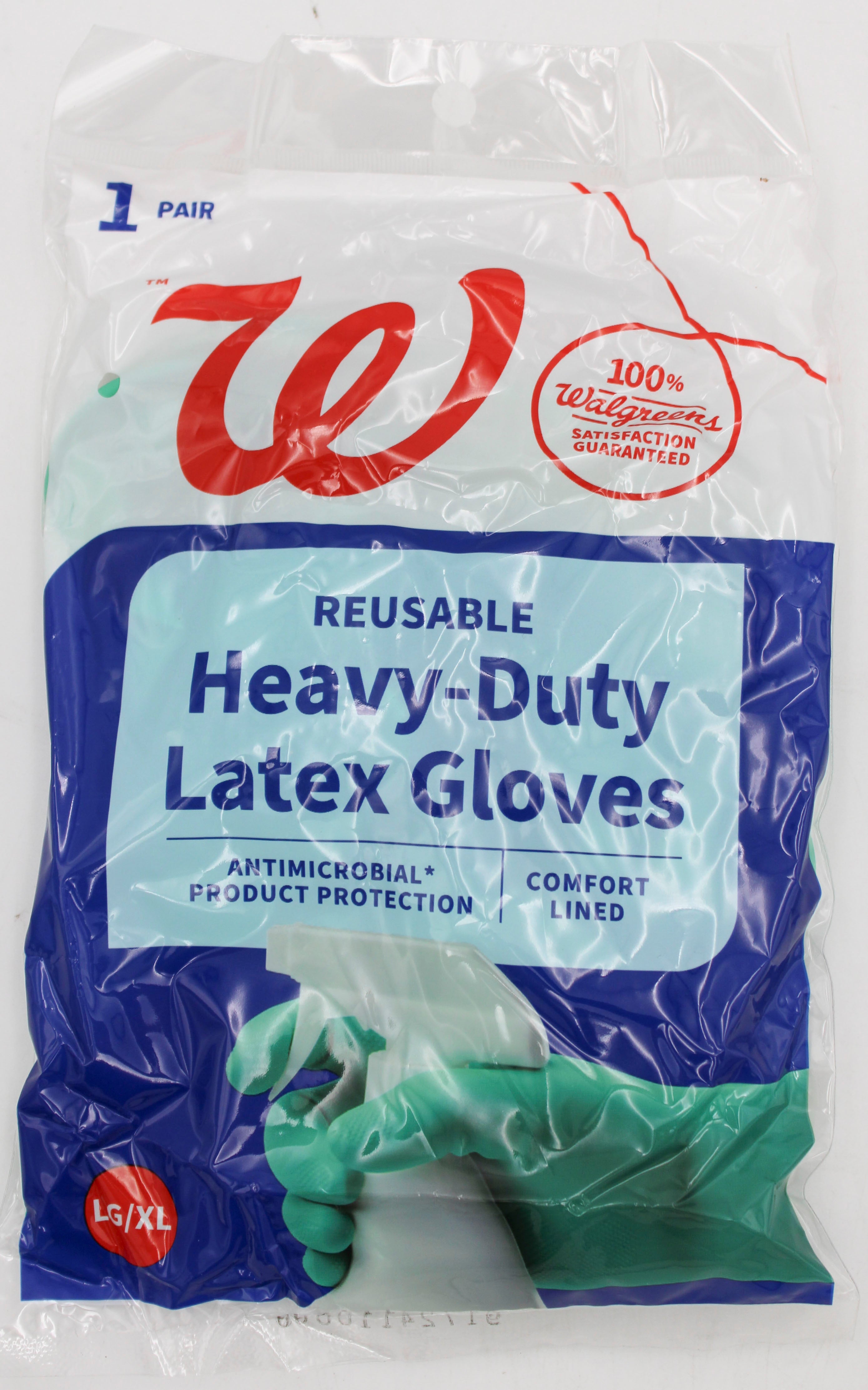 WALGREENS REUSABLE LATEX GLOVES, 13" cuff, 1PR, L/XL, NI