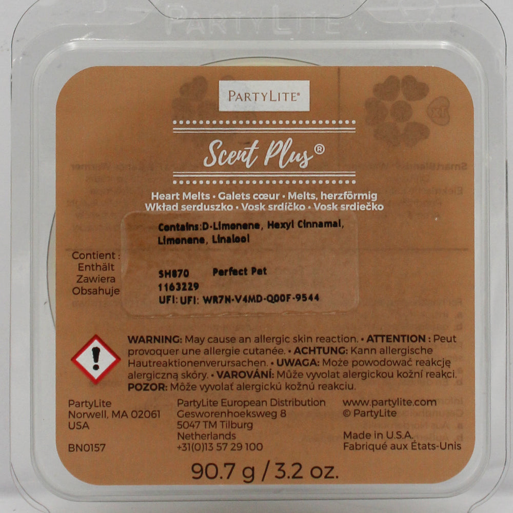 PARTYLITE FRESH HOME PERFECT PET SCENT PLUS HEART MELTS 3.2oz