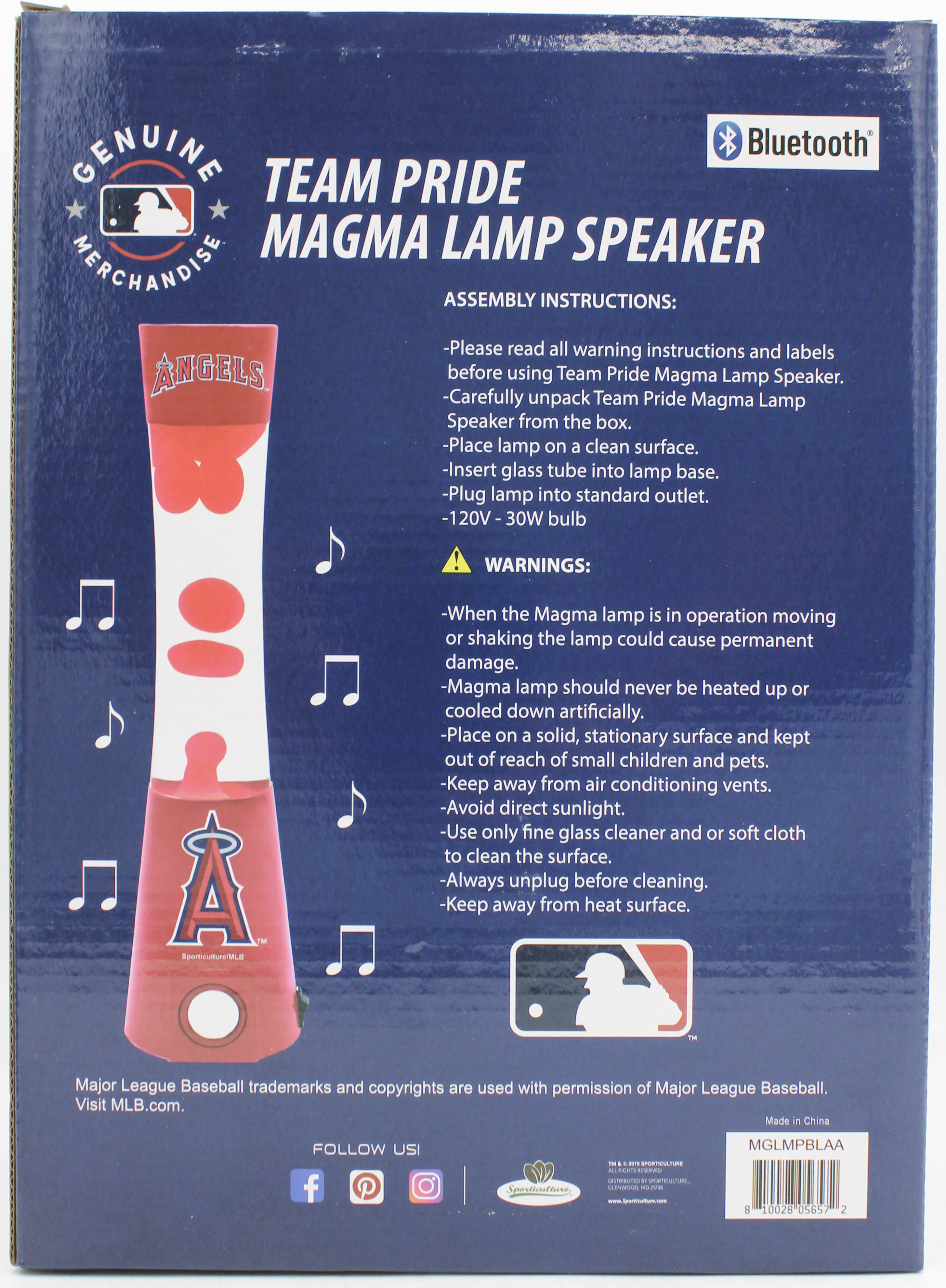 MLB LOS ANGELES LAVA LAMP SPEAKER 16.5"