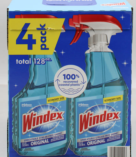 WINDEX ORIGINAL GLASS CLEANER BLUE 4 PACK 32floz
