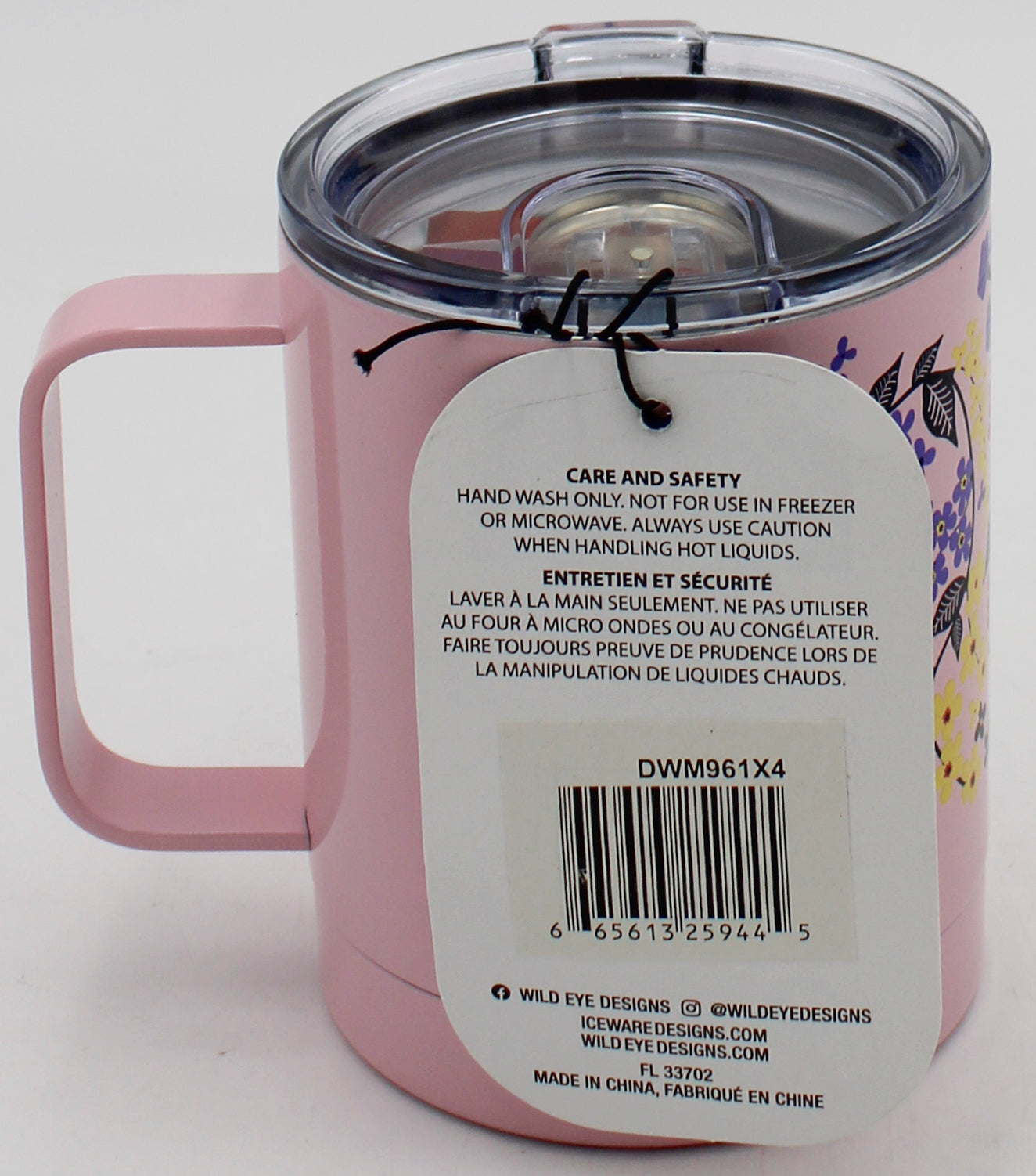 14oz DOUBLE WALL STEMLESS MUG - FLORAL PINK