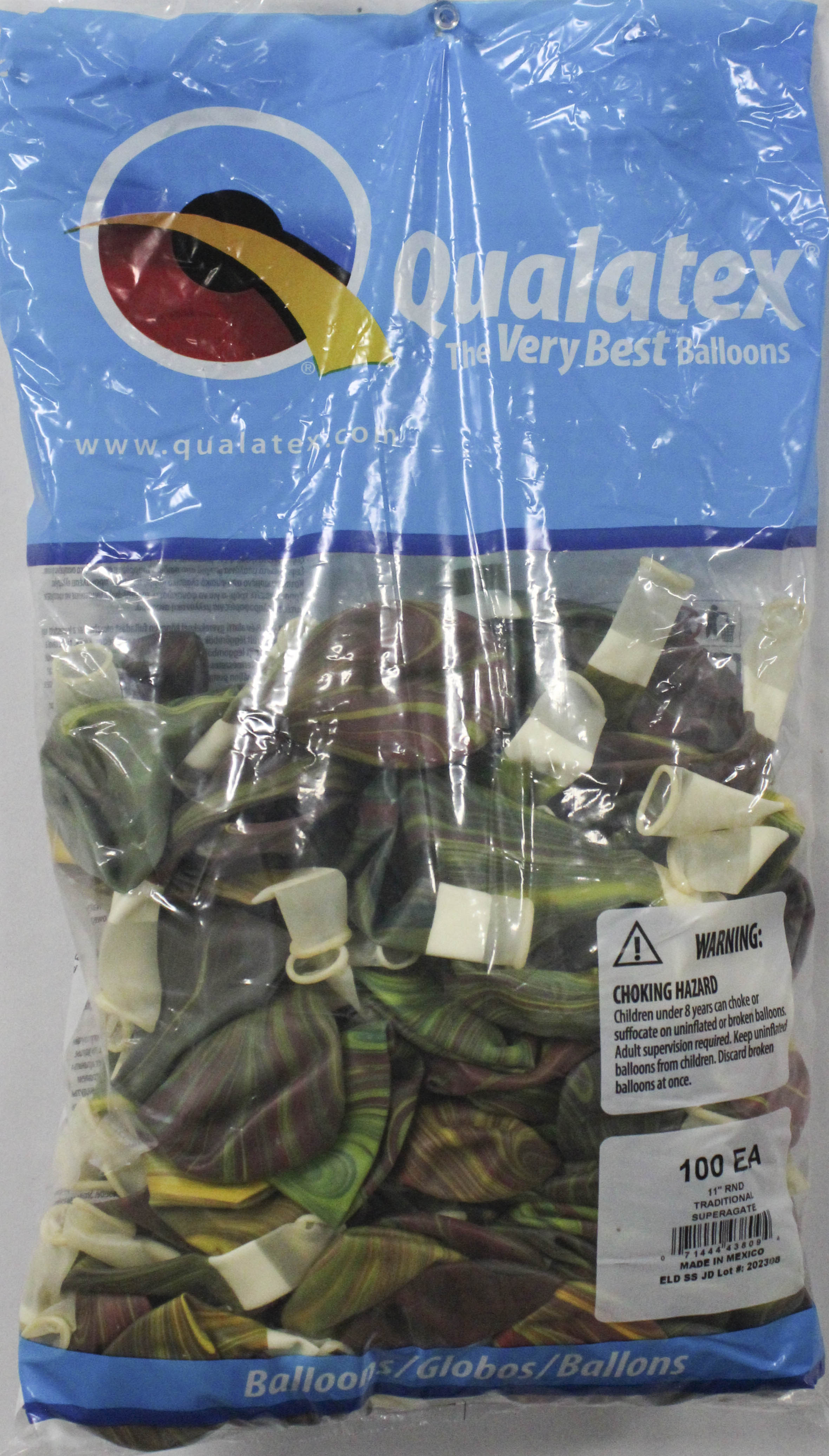 QX 11" Latex Balloons Plain 100ct Traditional Superagate