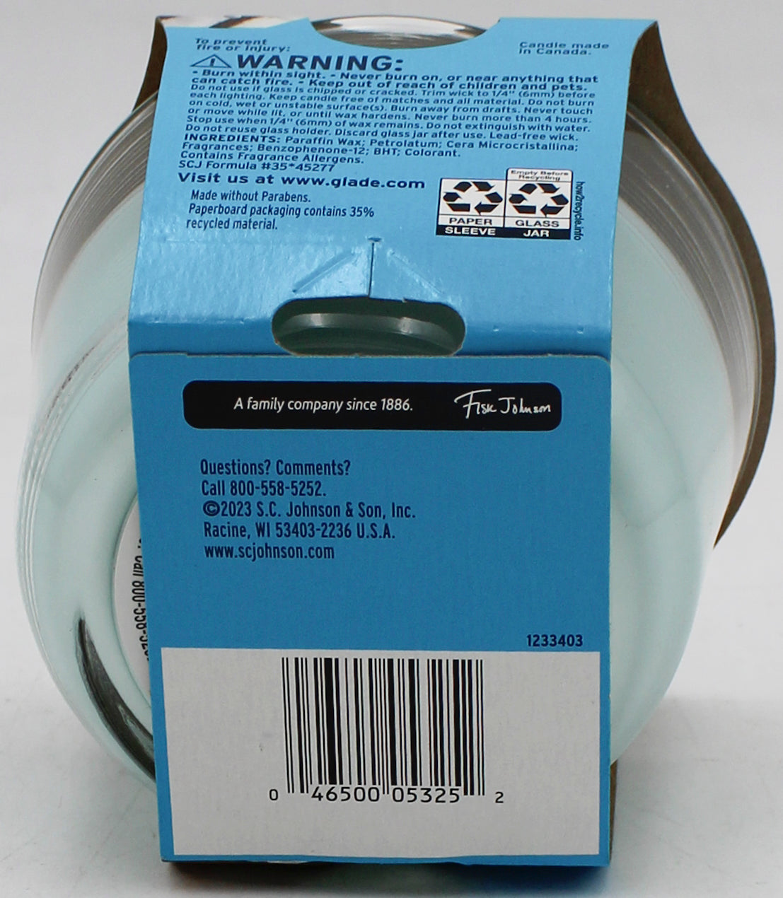 GLADE 3-WICK CANDLE COOL COCONUT 6.8oz US