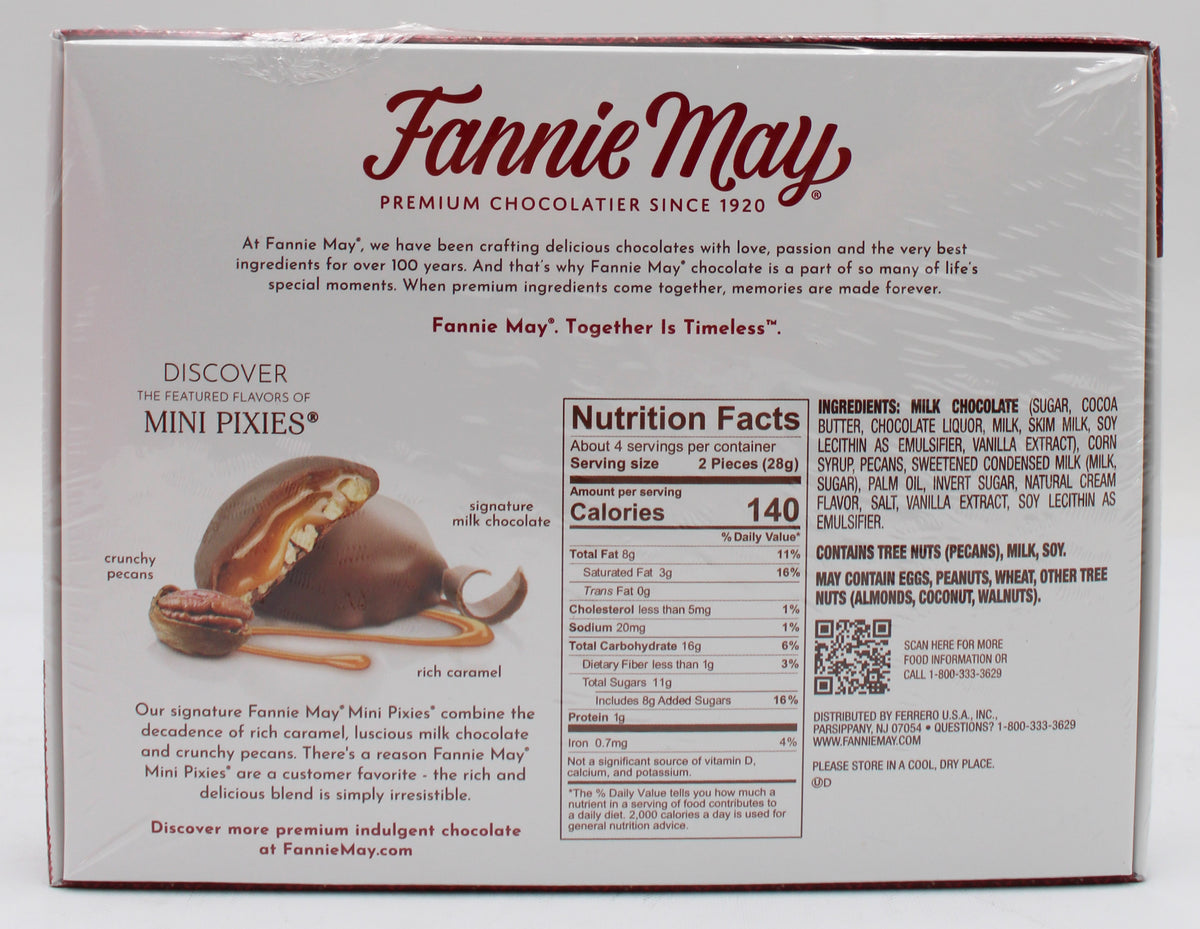 FANNIE MAY MILK CHOCOLATE & CARAMEL W/ PECANS MINI PIXIES BB 7/9/27