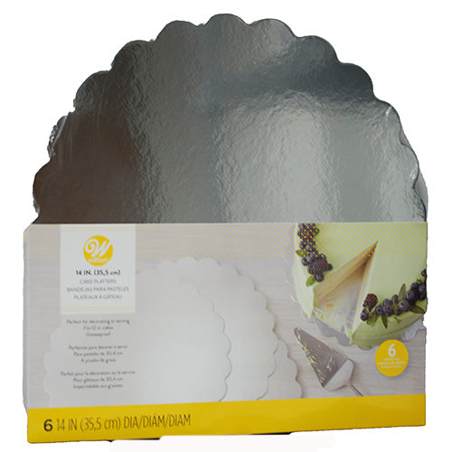 WILTON ROUND CAKE PLATTERS SILVER 14 IN 6 CT
