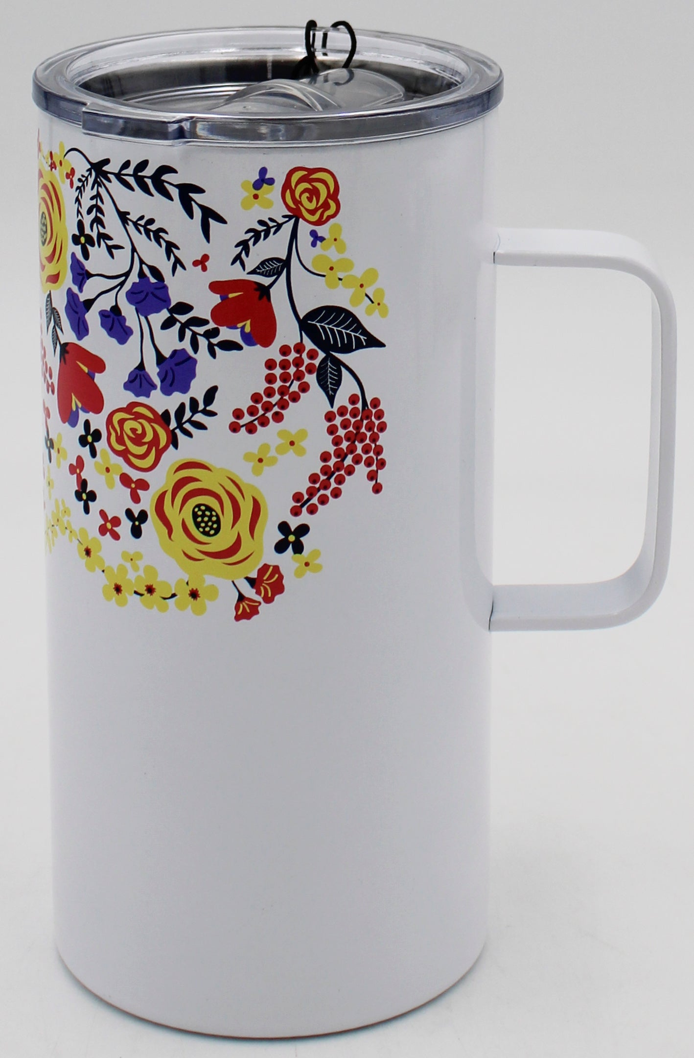 20oz XL DOUBLE WALL COFFEE MUG - FLORAL WHITE