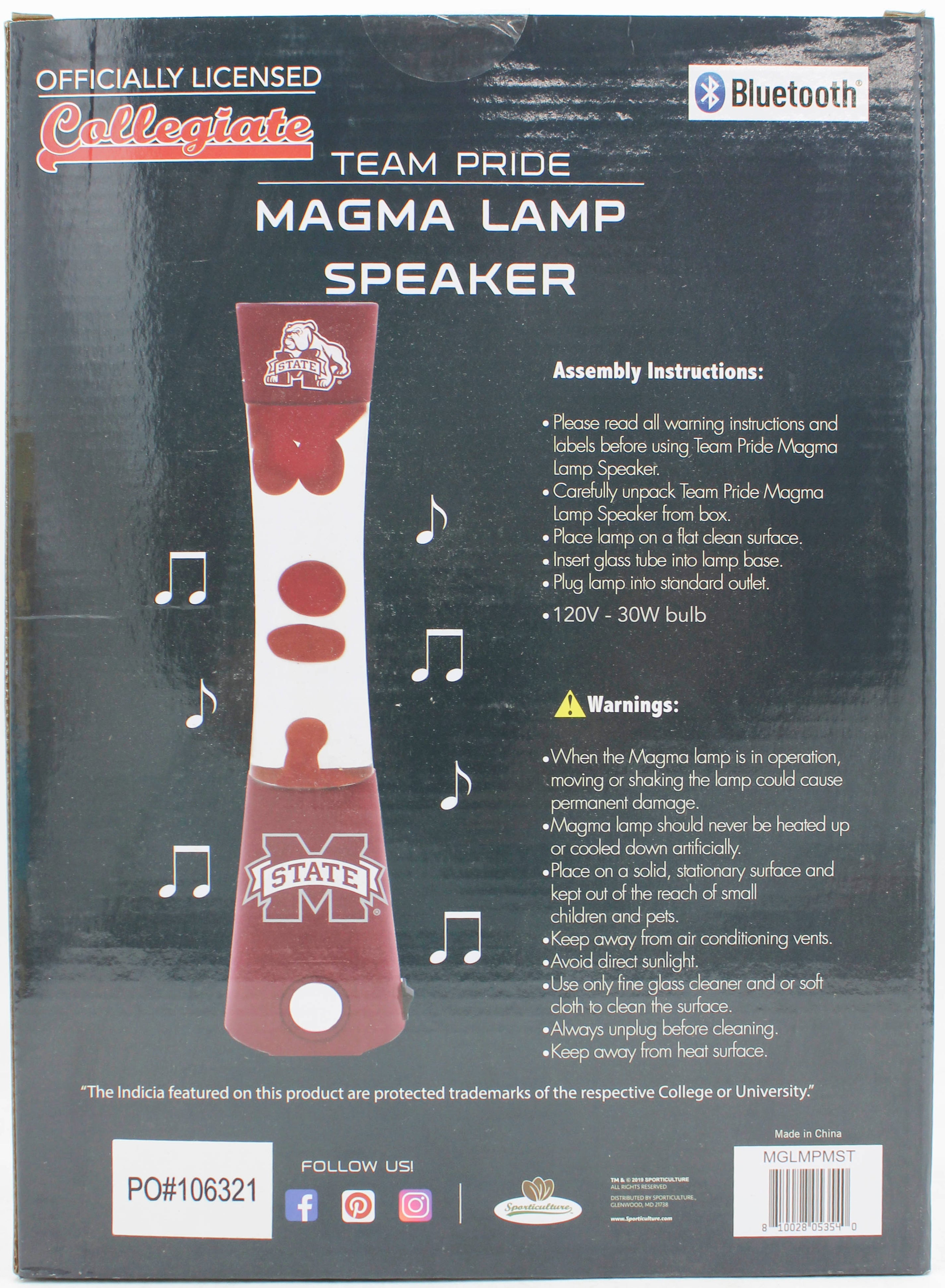 NCAA MISSISSIPPI STATE BULLDOGS LAVA LAMP SPEAKER 16.5"