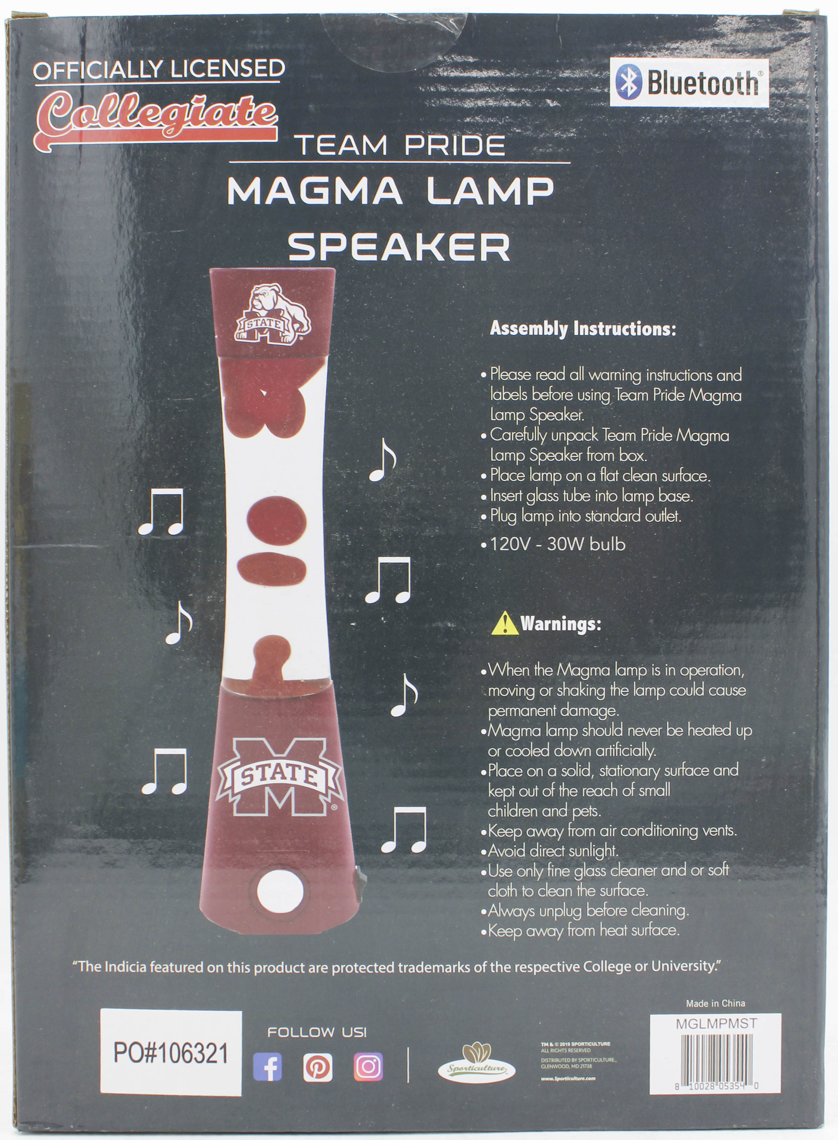 NCAA MISSISSIPPI STATE BULLDOGS LAVA LAMP SPEAKER 16.5"
