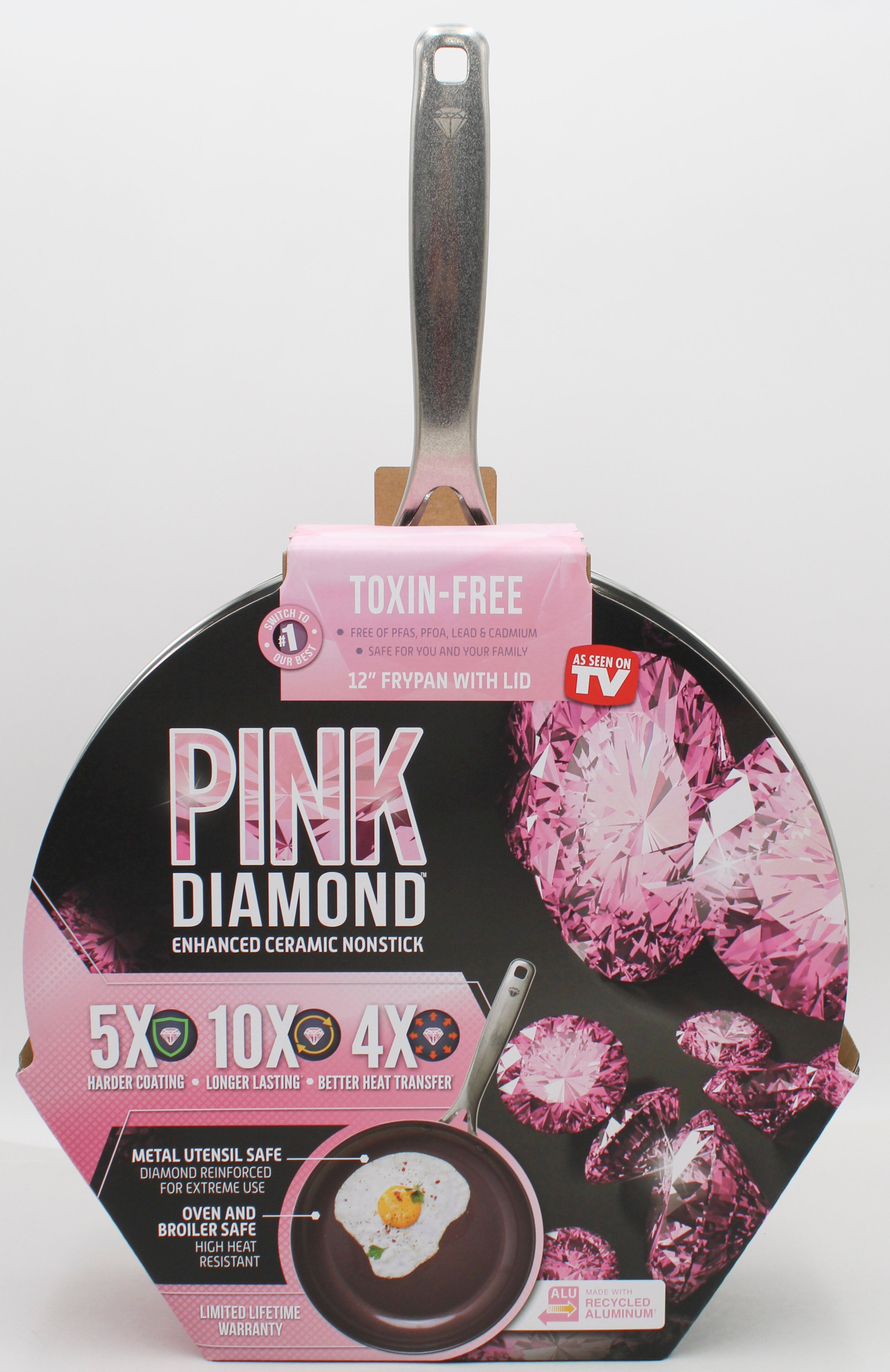 PINK DIAMOND 12'' FRYPAN W/ LID - PINK NI