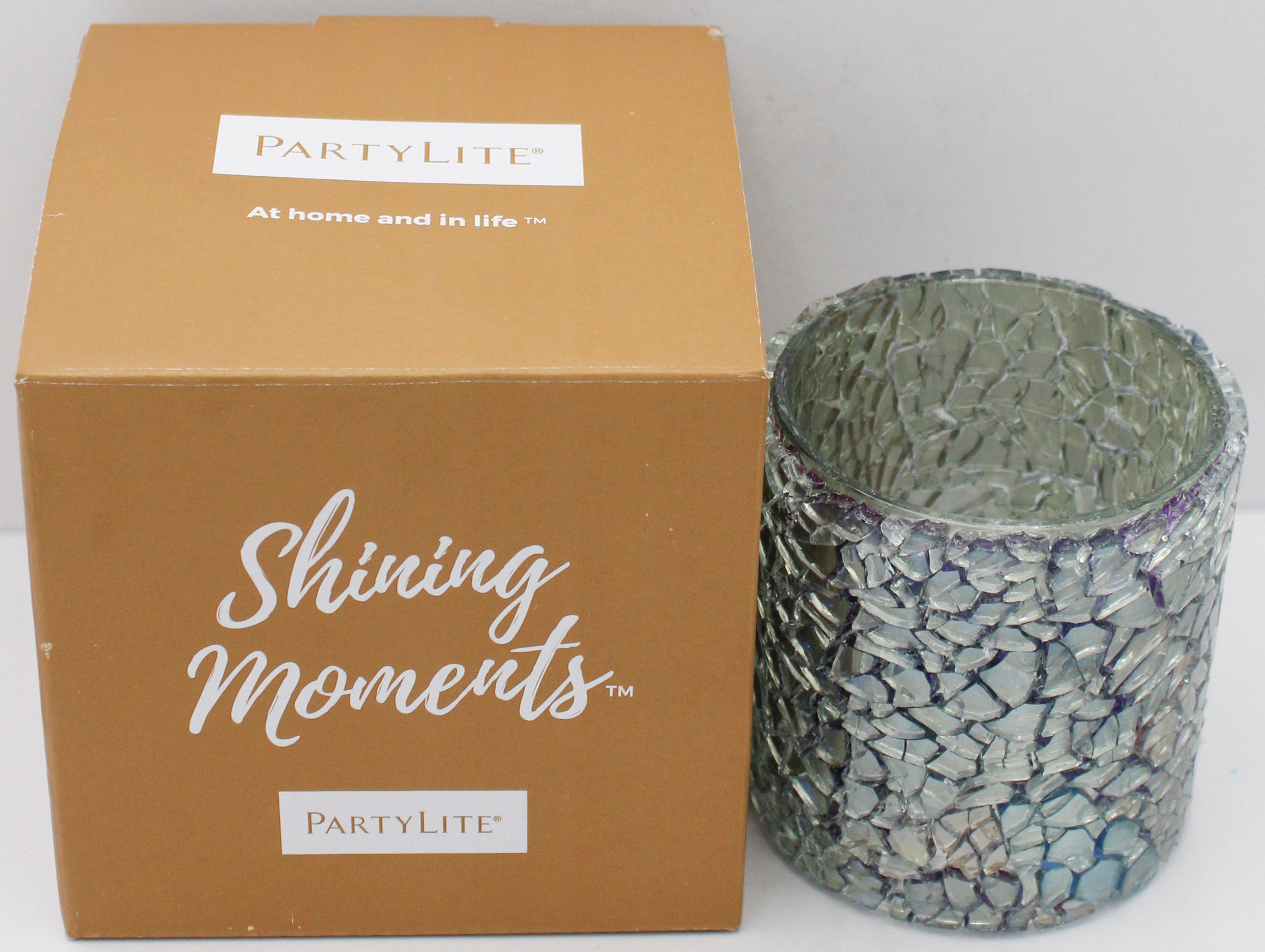 PARTYLITE OPALINE MOSAIC TEALIGHT HOLDER 3 1/4"D x 3 1/2"H