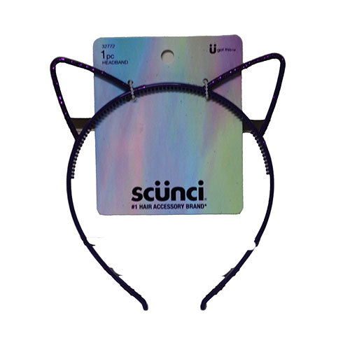 CONAIR SCUNCI CAT EAR HEADBAND PURPLE GLITTER NI