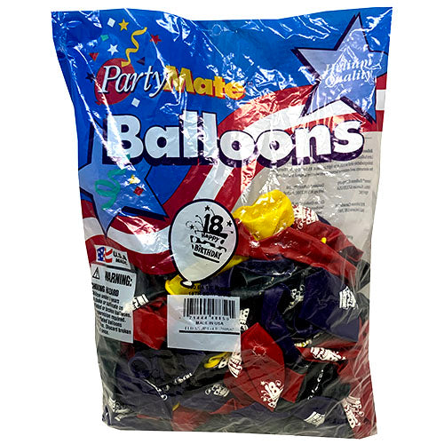 HELIUM BALLOON 100CT/11"-18TH B'DAY.