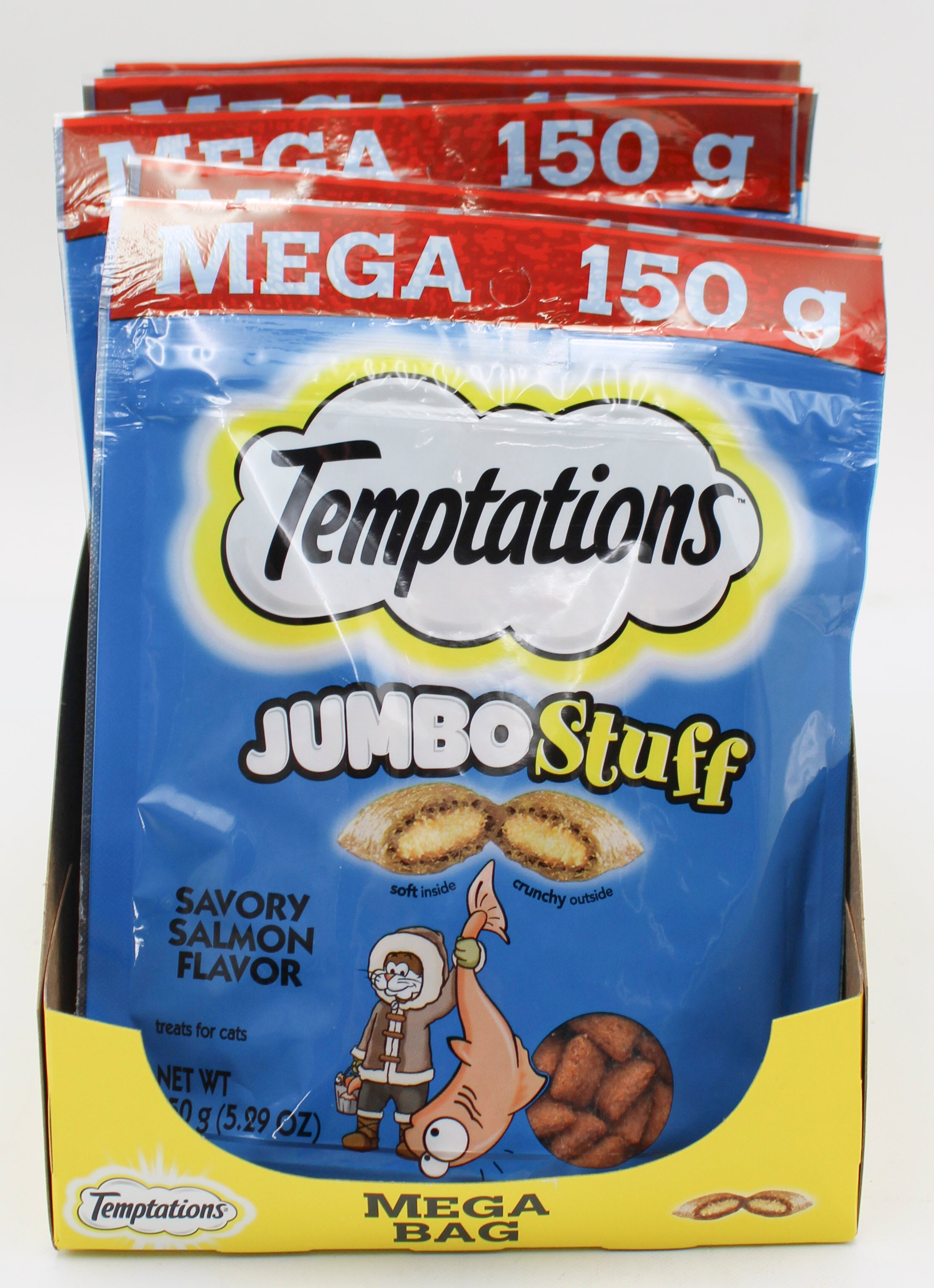 TEMPTATIONS JUMBO STUFF SAVORY SALMON FLAVOR CAT TREATS 5.3OZ BB 3/31/2027