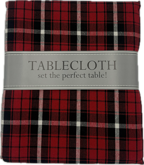 GLAD TIDINGS PLAID TABLECLOTH 52x52