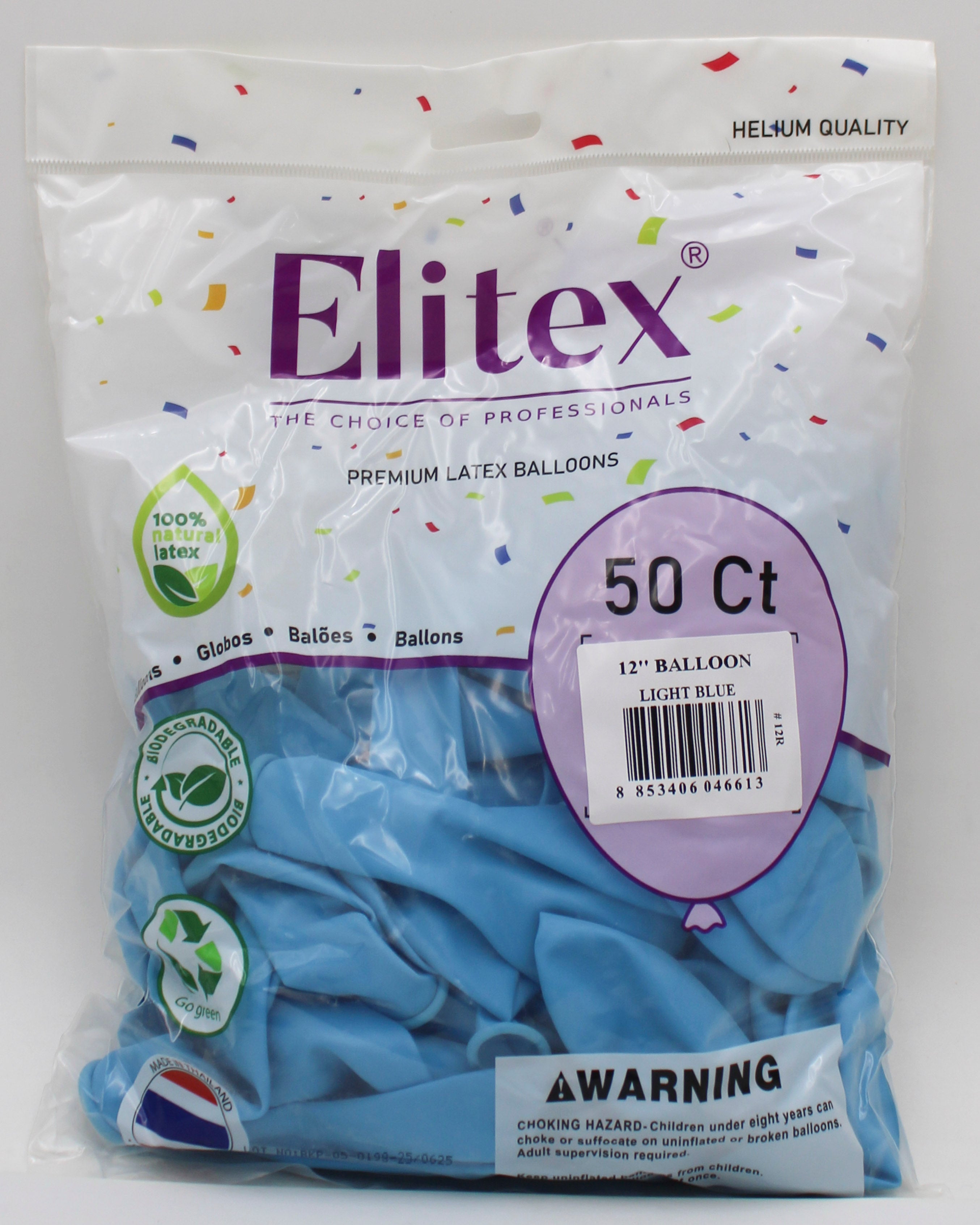 ELITEX 12" LIGHT BLUE ROUND BALLOON, 50 PACK