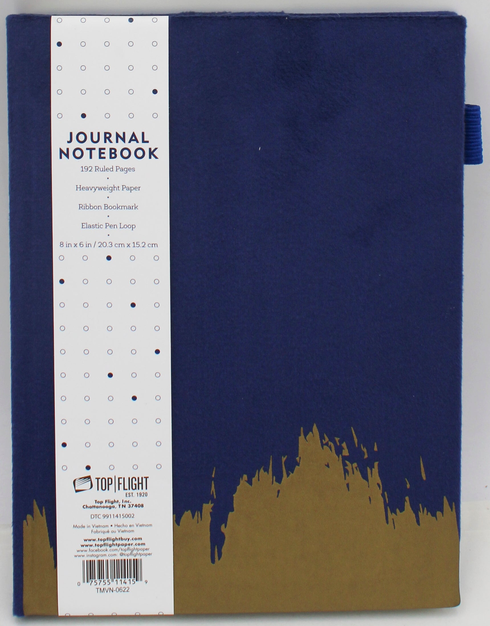 TOP FLIGHT BLUE VELVET JOURNAL 6" X 8"