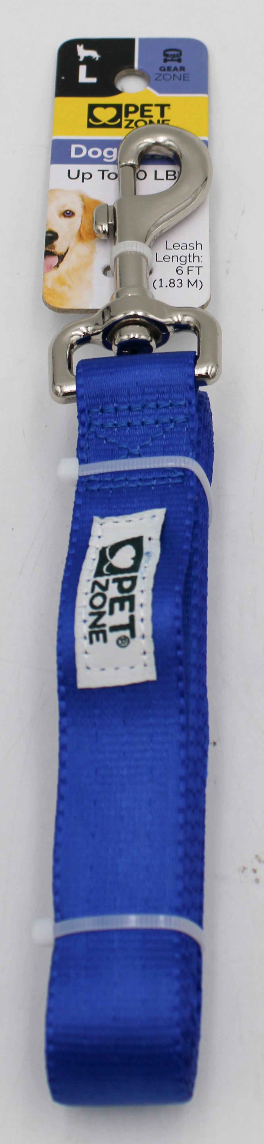 PET ZONE SOLID LEASH LARGE 6' BLUE