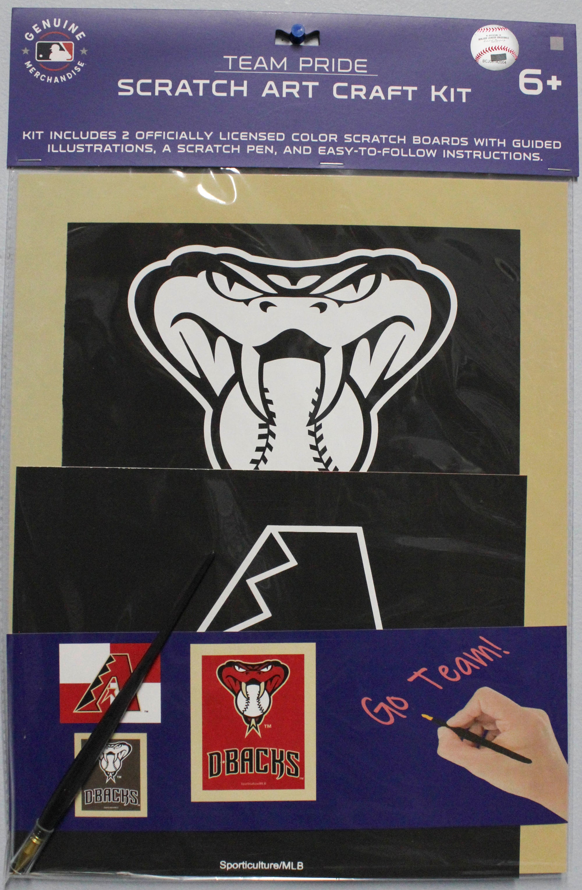 OFFICIALLY LICENSED ARIZONA DIAMONDBACKS SCRATCH ART CRAFT KIT