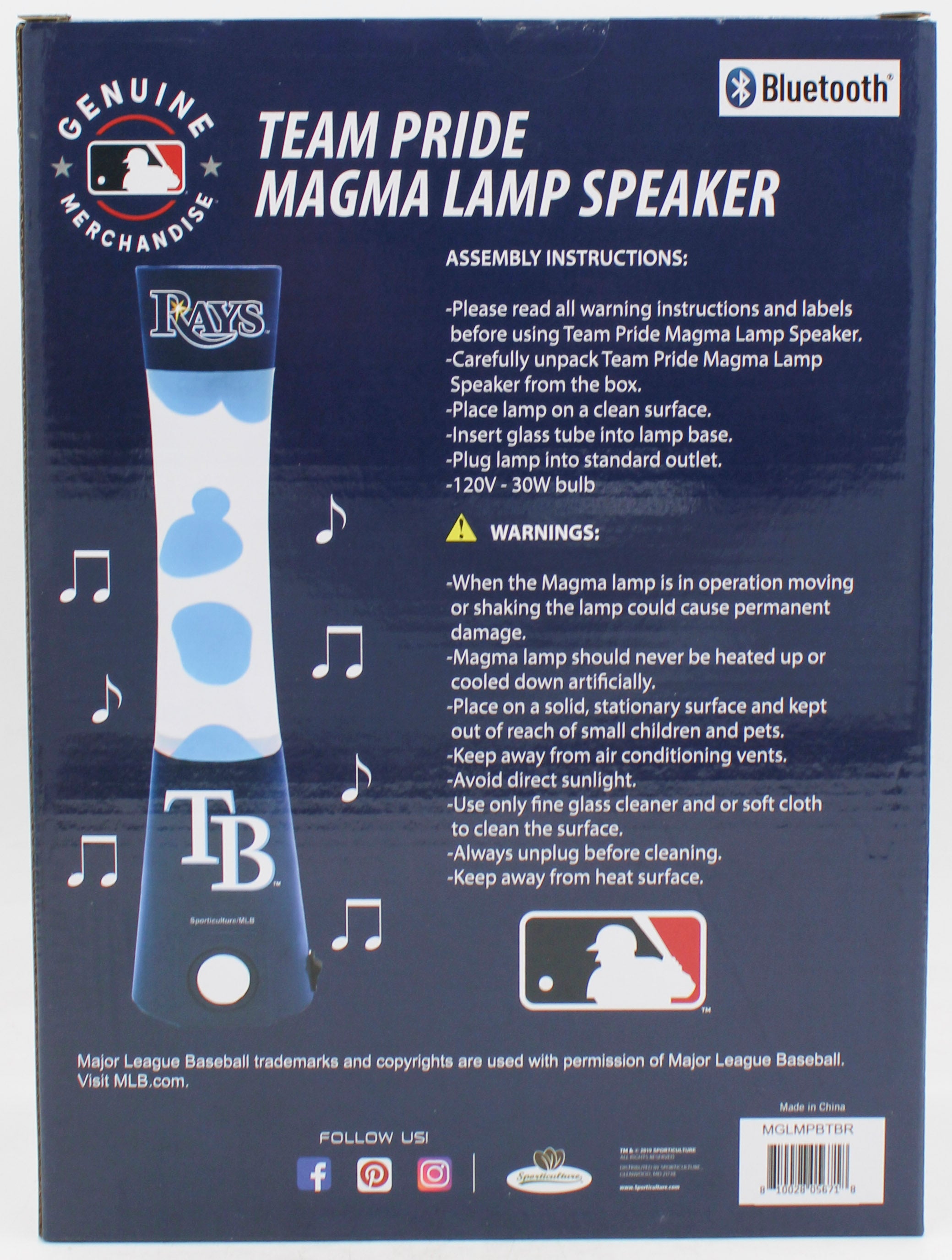 NHL TAMPA BAY RAYS LAVA LAMP SPEAKER 16.5"