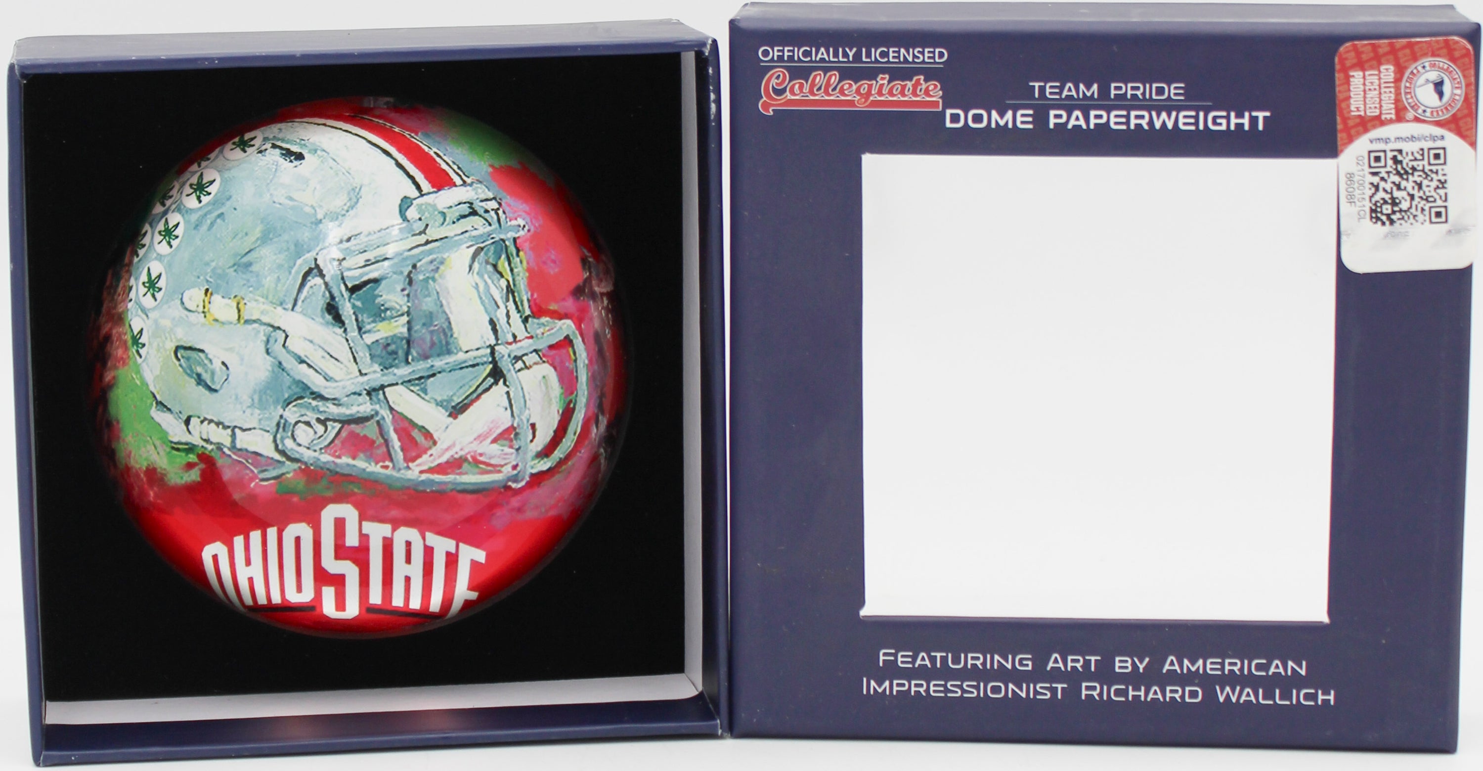 OFFICIALLY LICENCED OHIO STATE BUCKEYES GLASS DOME PAPERWEIGHT 4"