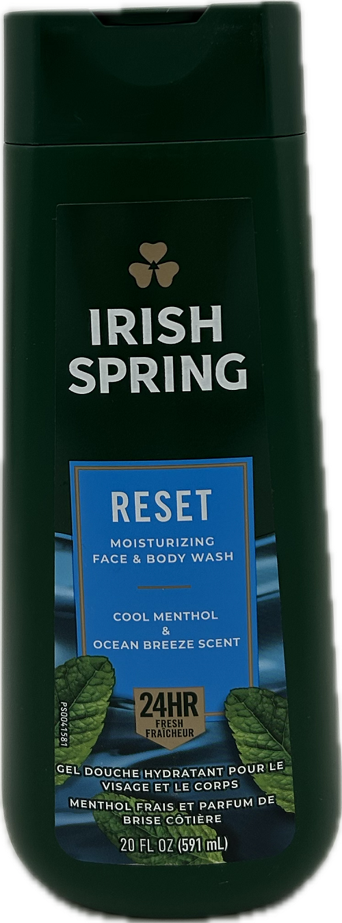 IRISH SPRING BODY WASH RESET COOL MENTHOL & OCEAN BREEZE 20floz NI
