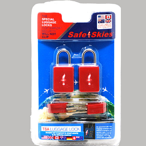 SAFE SKIES PADLOCK 2PK W/KEY-RED/NI