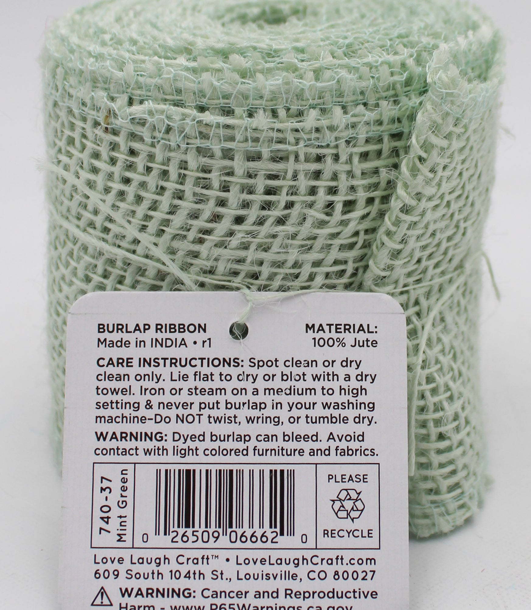 Mint Green Burlap Ribbon 3in x 5yd Bulk Roll