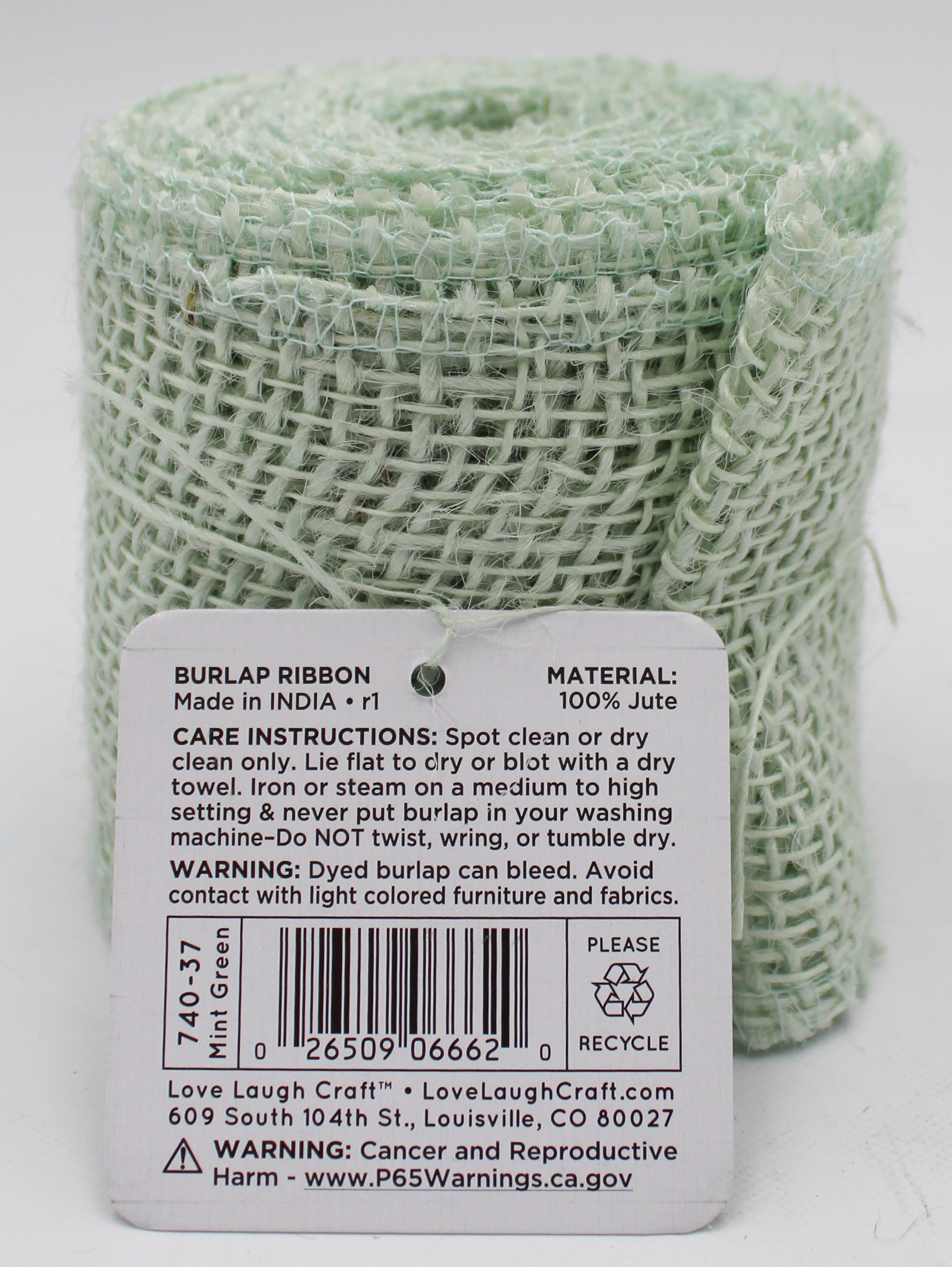 Mint Green Burlap Ribbon 3in x 5yd Bulk Roll