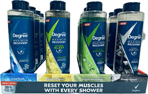 DEGREE MEN BODY WASH 20CT 22oz COUNTER DISPLAY ASSORTED