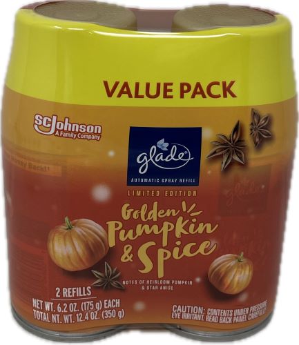 SP GLADE AUTO TWINKLING GOLDEN PUMPKLIN & SPICE 2PK /REFILL 12.4oz