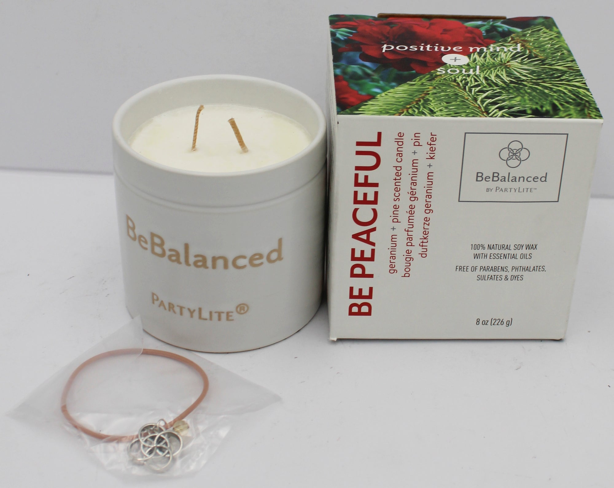 PARTYLITE BE PEACEFUL GERANIUM & PINE JAR CANDLE 8oz