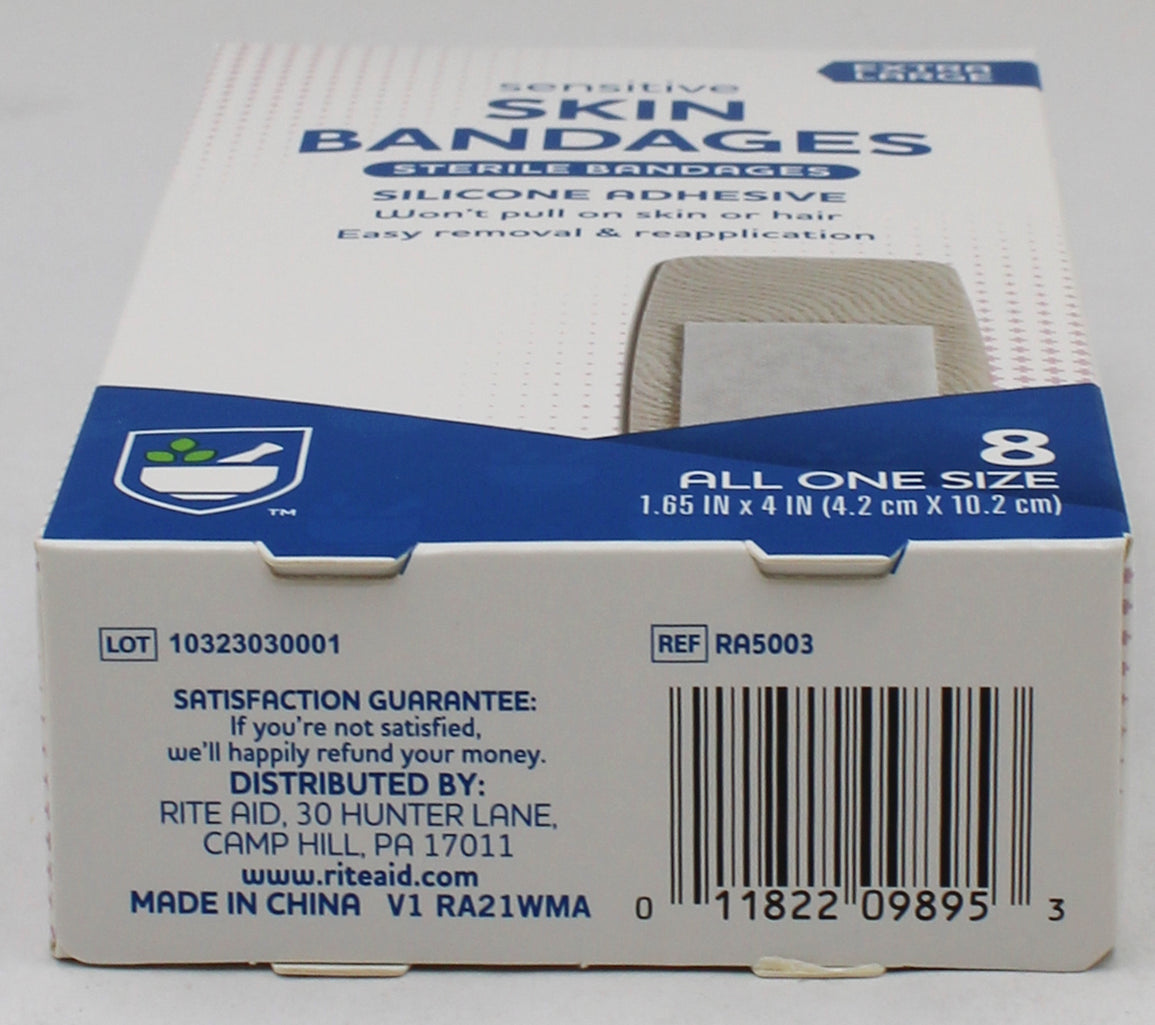 RITE AID 8ct SILICONE BANDAGES 1.65 x 4"
