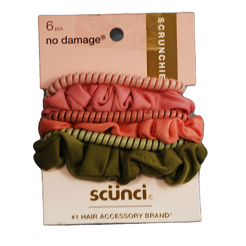 SCUNCI SCRUNCHIES NO DAMAGE 6PCS (PINK/GREEN) NI
