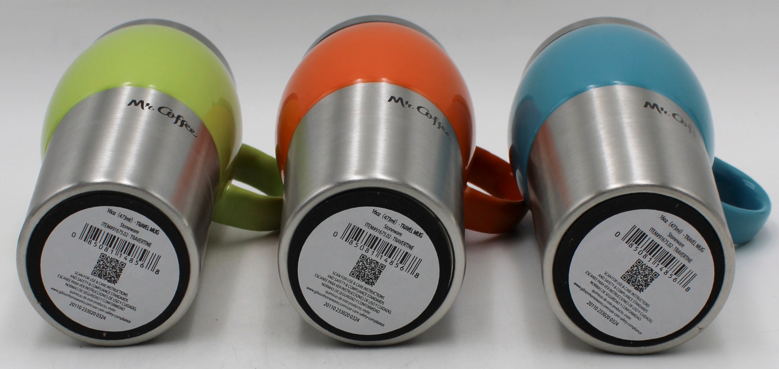 16OZ MR COFFEE SS TRAVEL MUG W/ LID - 3 ASST COLORS IN PDQ NI