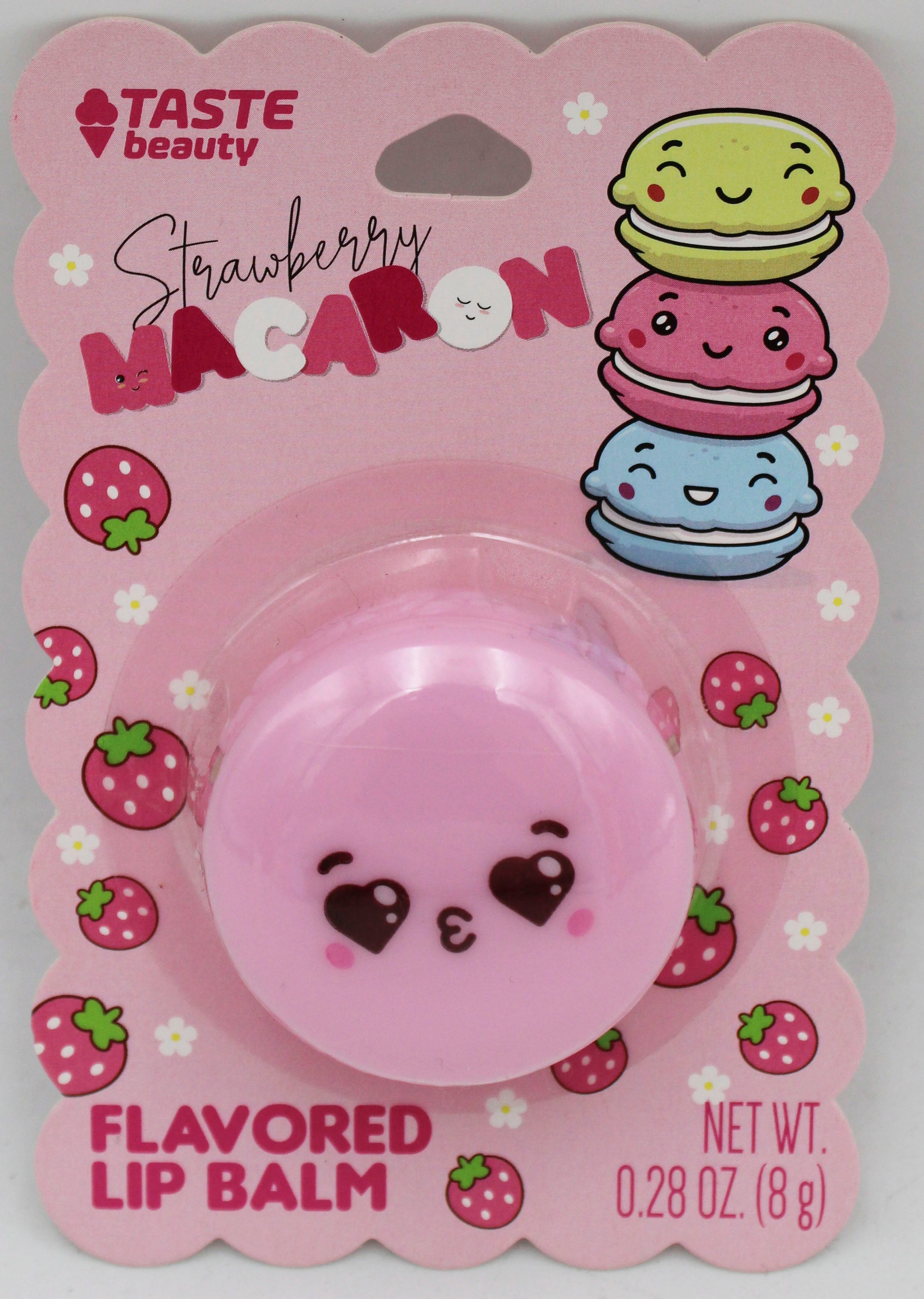 TASTE BEAUTY MACARON MOLDED LIP BALM - STRAWBERRY 0.28oz NI