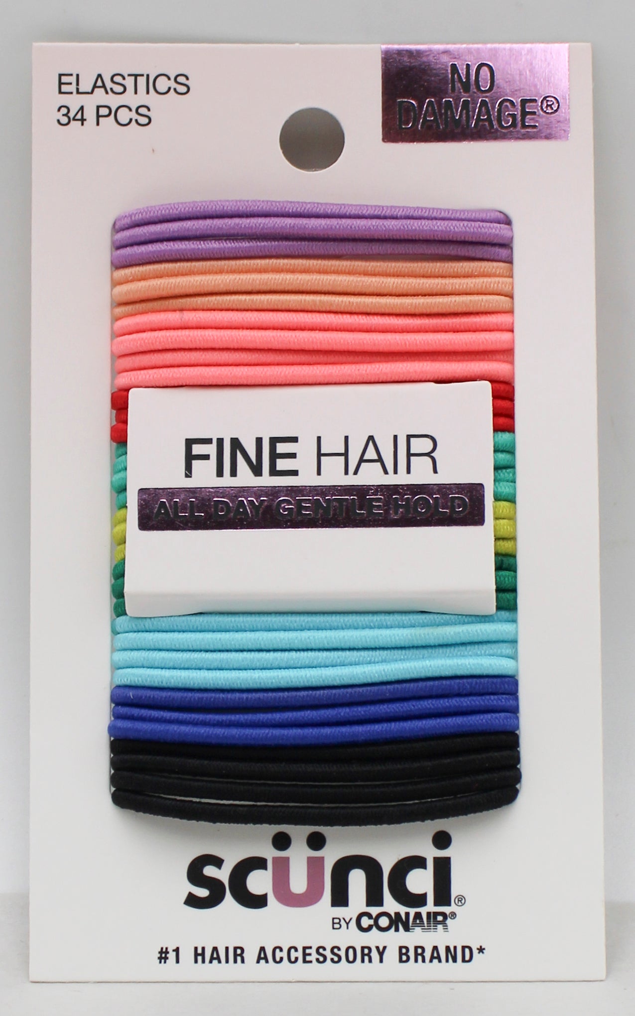 Conair Scunci Hair Elastics Rainbow 34ct Wholesale Pack