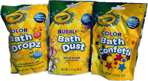 CRAYOLA 54CT ASST BATH CONFETTI DROPZ AND DUST COUNTER DISPLAY PP$1.47 NI