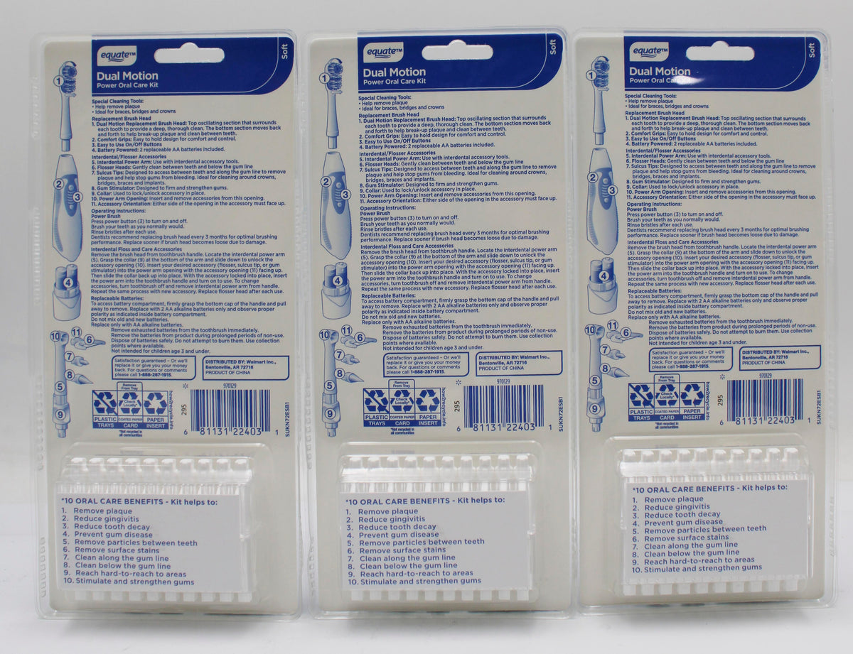 EQUATE POWER TOOTHBRUSH ORAL CARE KIT 6 PIECE NI , 451528431