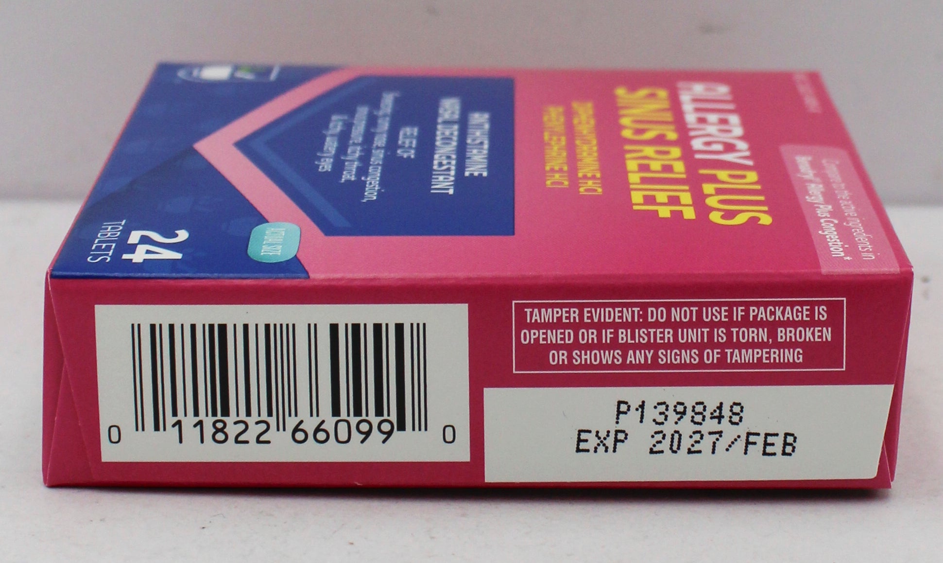 RITE AID SINUS & CONGESTION RELIEF TABLETS 24ct EXP 2/15/2027 COMPARES TO Benadryl