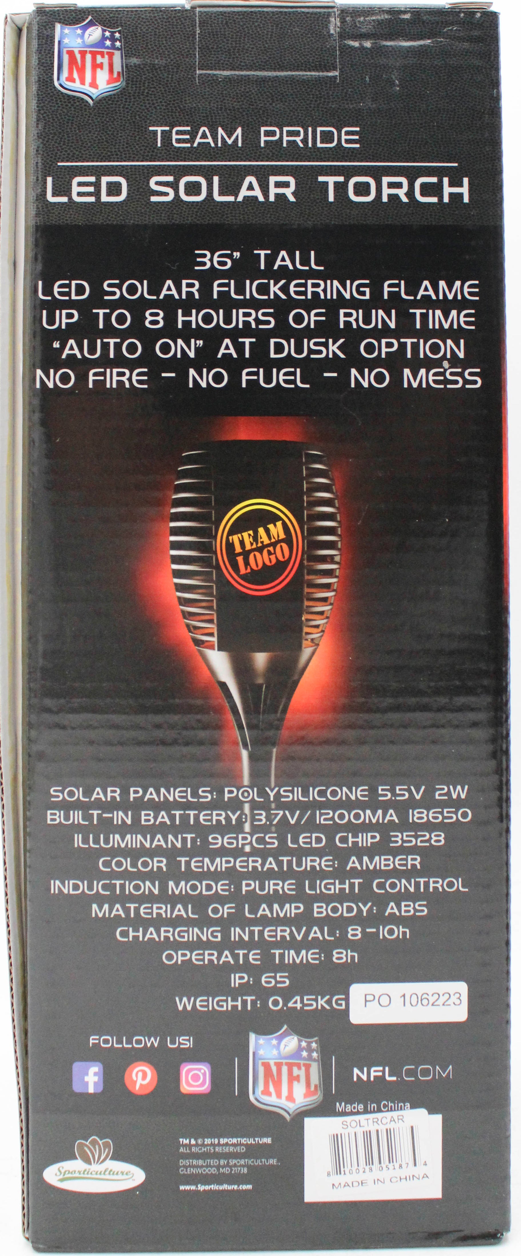CAROLINA PANTHERS LED SOLAR TORCH  36"