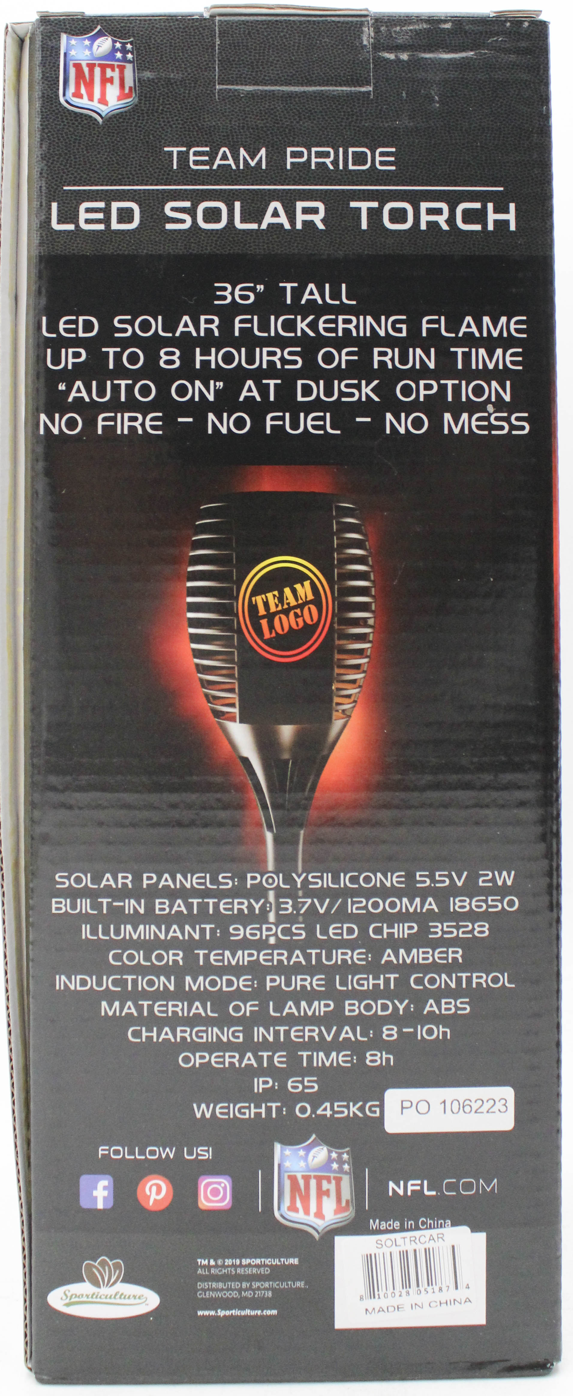 CAROLINA PANTHERS LED SOLAR TORCH  36"